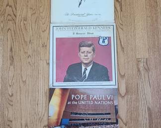 John F. Kennedy Presidential Years Speeches and Pope Paul VI at the United Nations LP Records