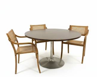 Mid-Century Modern Tulip Table with Cane Back Chairs