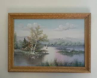 Oil Painting of Mallard Ducks in Flight