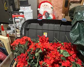 Artificial Poinsettia and Holly Garland