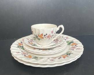 Myott Staffordshire Hedgerow Teacup, Saucer, and Plate Trio