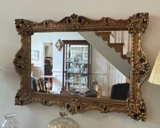 Ornate Gilt Wood Mirror with Acanthus Leaf and Scrollwork Motifs