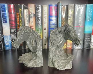 Vintage Cast Metal Horse Head Bookends
