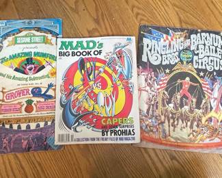 MAD's Big Book of Capers and Other Surprises by Prohias, Grover and His Amazing Subtracting, and Ringling Bros. and Barnum & Bailey Circus Spectacular Bicentennial Edition Souvenir Program