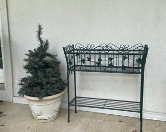 Wrought Iron Tiered Plant Stand with Leaf Motifs