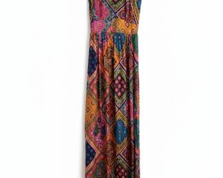 Vintage Patchwork Print Maxi Dress