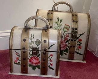 Vintage Floral Decoupage Wooden Box Purses
