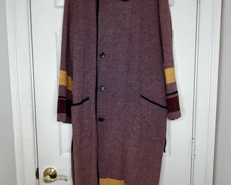 Vintage Striped Wool Robe Coat