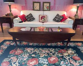 Vintage Drop Leaf Coffee Table with Floral Rug