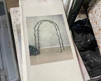 Black Metal Garden Arch Trellis with Faux Ivy