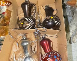 Vintage Glass Teapot Christmas Ornaments