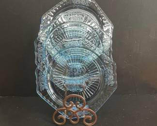 Anchor Hocking Mayfair Open Rose Blue Depression Glass Plates