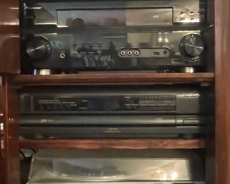 Pioneer Elite AV Receiver, Magnavox CD Changer, and Kenwood Turntable