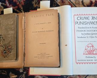 Alice's Adventures in Wonderland (John W. Lovell Company), Vanity Fair (John W. Lovell Company), and Crime and Punishment 