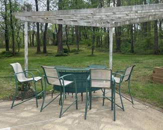 Vintage Metal Patio Dining Bar Set 