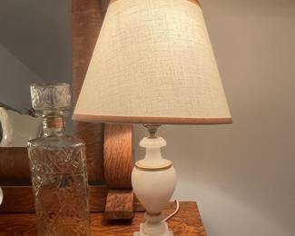 Alabaster Urn Table Lamp with Linen Shade