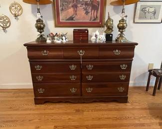 Vaughan-Bassett Cherry Chippendale Style Triple Dresser