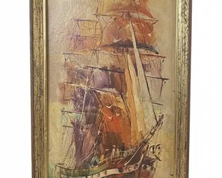 Vintage Tall Ship Painting