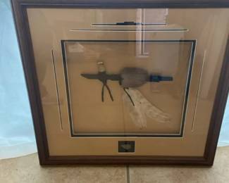 Framed Native American Style Ceremonial Pipe