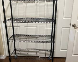 Metal Shelf and Wood Storage Bins
