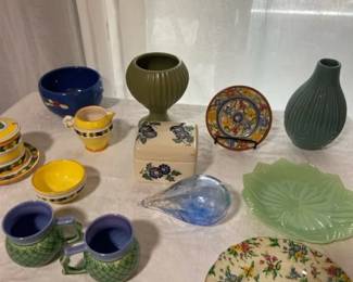 Miscellaneous Colorful Pottery And Glass Decor Including McCoy Item