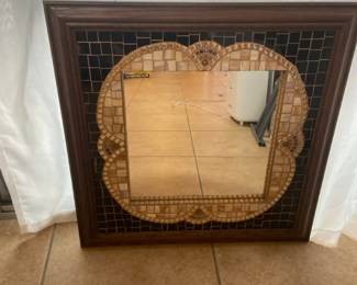 Hand Crafted Mosaic Wall Hanging Mirror Quarterfoil Pattern