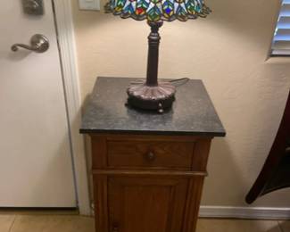 European Tiffany Style Lamp And Small Cabinet