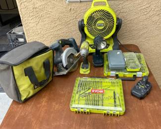 Ryobi Saw, Drill, Fan  Mister And Lots Of Bits