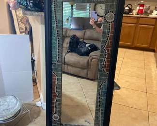 Oblong Framed Mosaic Tiled Mirror