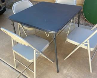 Folding Table And Chairs Lot Four