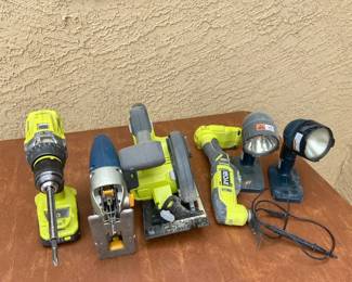  04 Ryobi Drill, Saws, And Lights