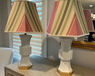 MAGGIE TABLE LAMP wStriped Shades