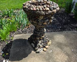 Stone bird bath.
