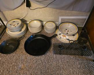 Two cast iron skillets.