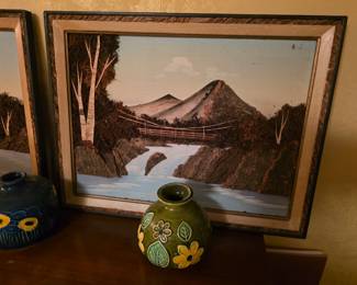 Vintage Japanese Bark and Moss 3D Landscape Art 