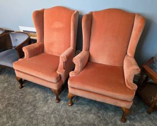 Velvet wingback chairs