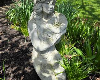 Concrete lady fountain statue. 