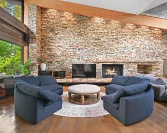 Black Restoration Hardware Cloud Sofa - Modular pieces. Tufted Ottoman.