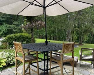 Black Wrought Iron Outdoor Table - Bar Height