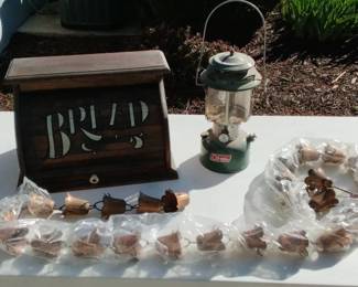 Coleman Camping Lantern, Bread Box And Rain Chain