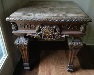 Dark Wood Carved Side Table