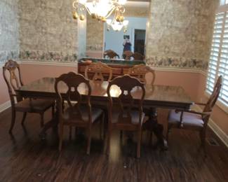 Laminated Over Plywood Dining Table With Six Chairs