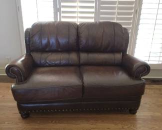 Lazboy Leather Loveseat With Studs