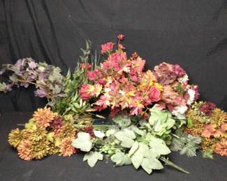 Faux Autumn Flower Bouquets And Ivy Greenery