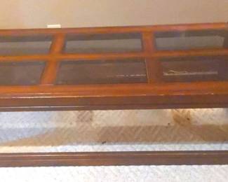 Dark Wood Coffee Table With Glass Inserts