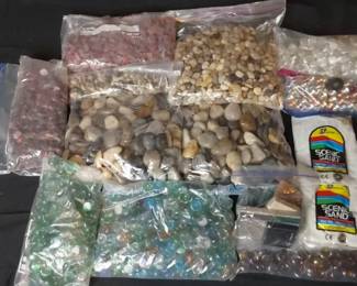 Assorted Rocks And Glass Craft Supplies