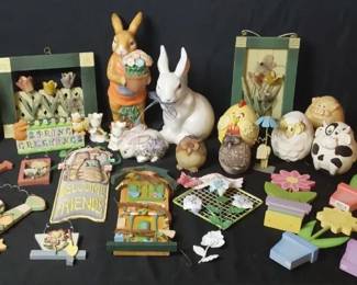 Spring Decorations.. Bunnies, sheep and flowers OH MY