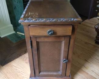 Slim Dark Wood Carved Side Table