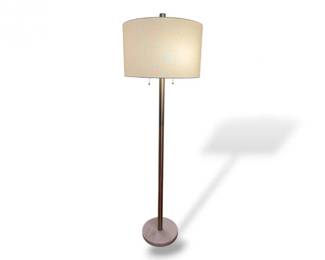 7 ModernBrassTallFloorLampwMarbleBaseLargeDrumShade