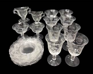 23 VintageHeiseyStyleOrchidEtchedGlasswareSet